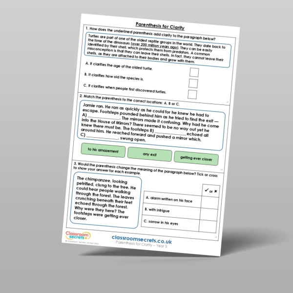 An image of the Parenthesis for Clarity Mixed Activity Resource