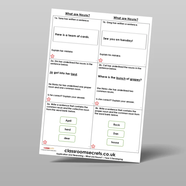 An image of the Free What are Nouns? Application and Reasoning Resource