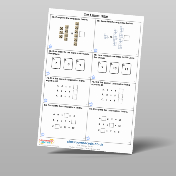 Year 2 The 5 Times Table Varied Fluency Resource | Classroom Secrets