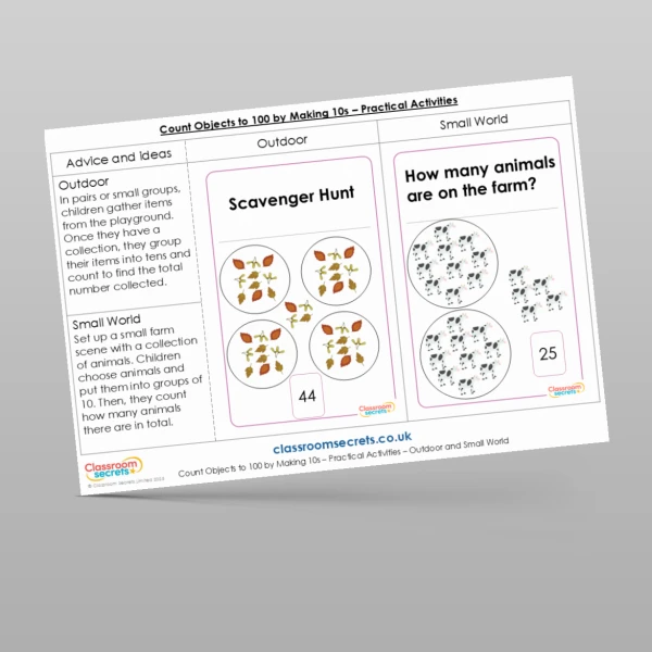 An image of the Count Objects to 100 by Making 10s Practical Activities Resource