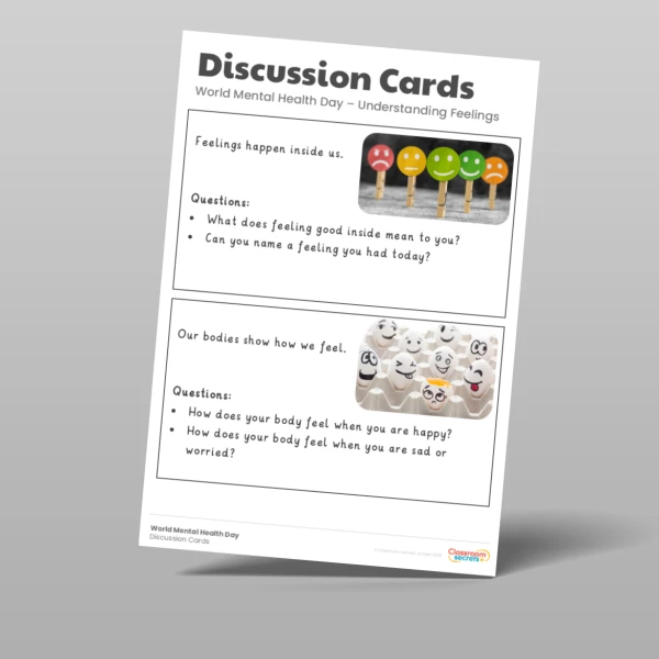 An image of the World Mental Health Day Discussion Cards Resource