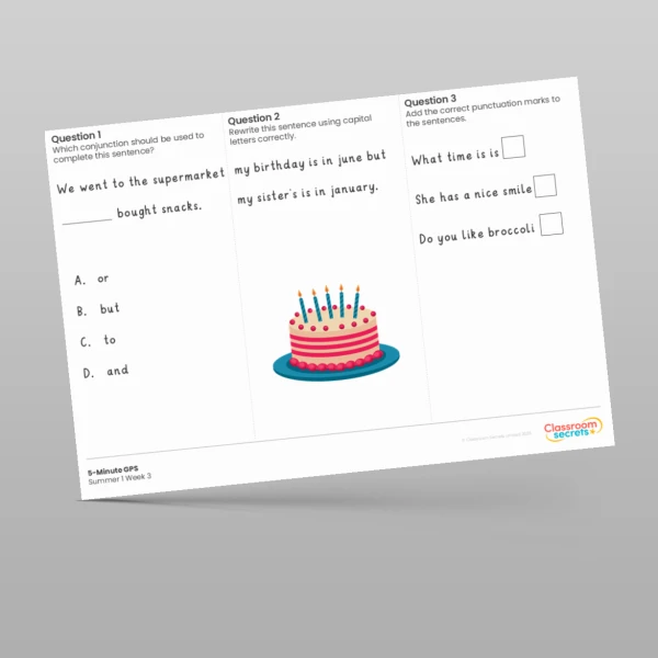 An image of the 5-Minute GPS Summer 1 Week 3 Resource