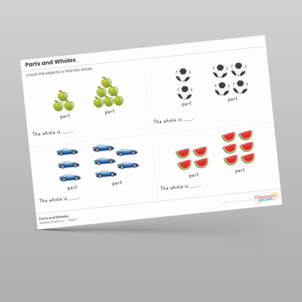 Year 1 Parts And Wholes Varied Fluency Resource | Classroom Secrets