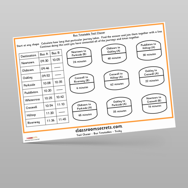 KS1 And Ks2 Bus Timetable Trail Chaser Resource | Classroom Secrets