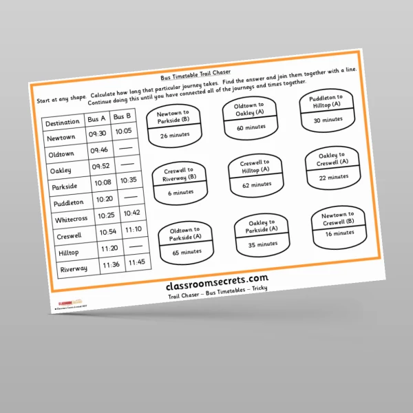 An image of the Bus Timetable Trail Chaser Resource