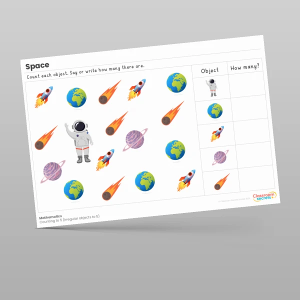 An image of the Amazing World - Space Maths Activities Resource