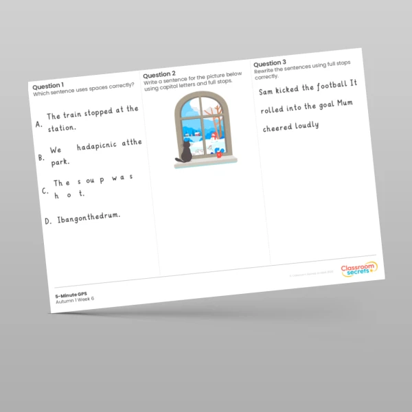 An image of the 5-Minute GPS Autumn 1 Week 6 Resource