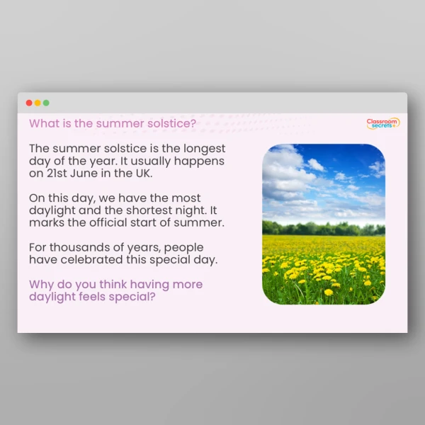 An image of the Summer Solstice Whole School Assembly PPT Resource
