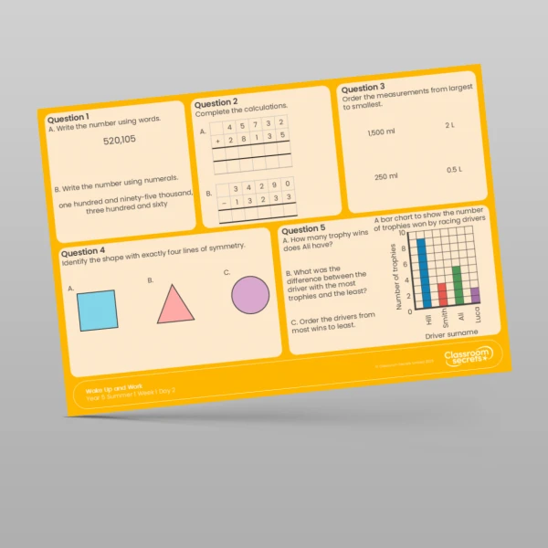 An image of the Summer 1 Week 1 Wake Up and Work Resource