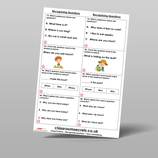 An image of the Free Recognising Questions Varied Fluency Resource