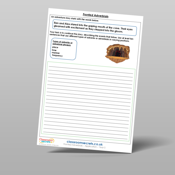 Year 5 Fronted Adverbials Application Resource | Classroom Secrets