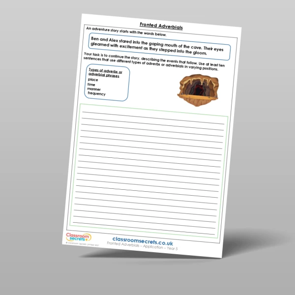 An image of the Fronted Adverbials Application Resource