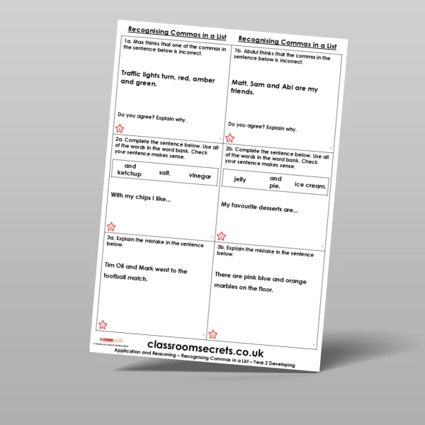 An image of the Free Recognising Commas in a List Application and Reasoning Resource