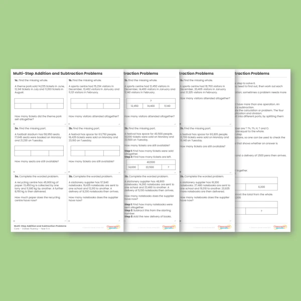 Year 5 Multi-Step Addition and Subtraction Problems Addition and Subtraction Varied Fluency
