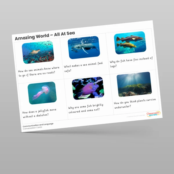 An image of the Amazing World - All At Sea Conversation Cards Resource