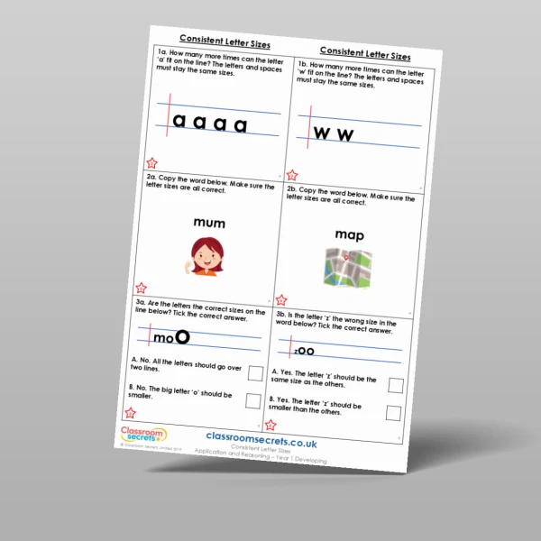 An image of the Consistent Letter Sizes Application and Reasoning Resource