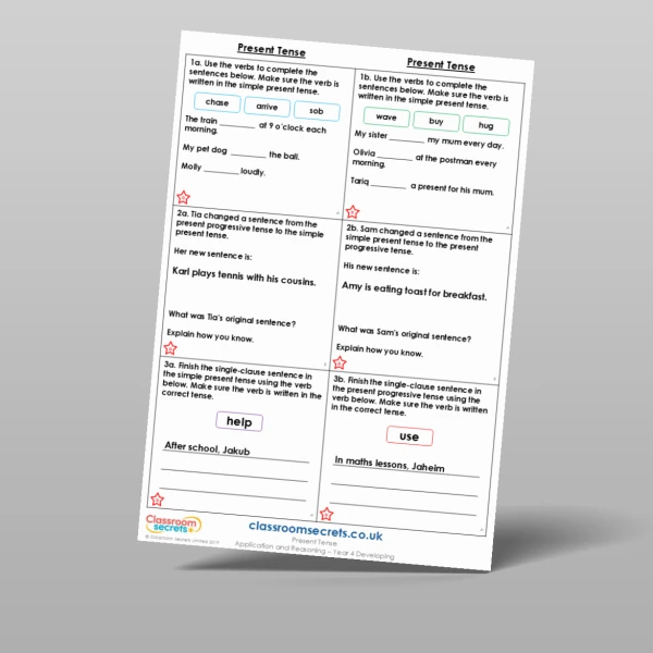 An image of the Present Tense Application and Reasoning Resource