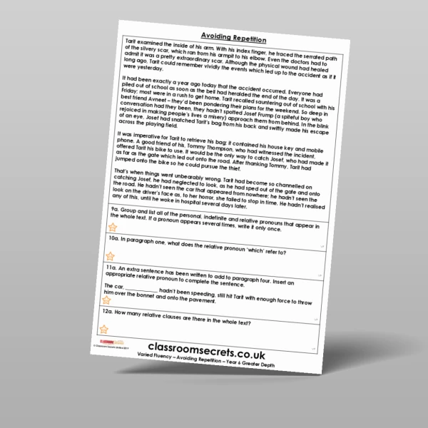 An image of the Avoiding Repetition Varied Fluency Resource