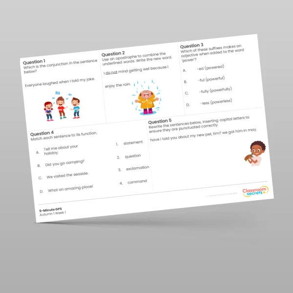 An image of the Free 5-Minute GPS Autumn 1 Week 1 Resource
