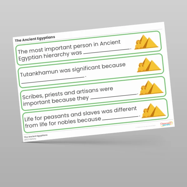 An image of the The Ancient Egyptians Stem Sentences Resource