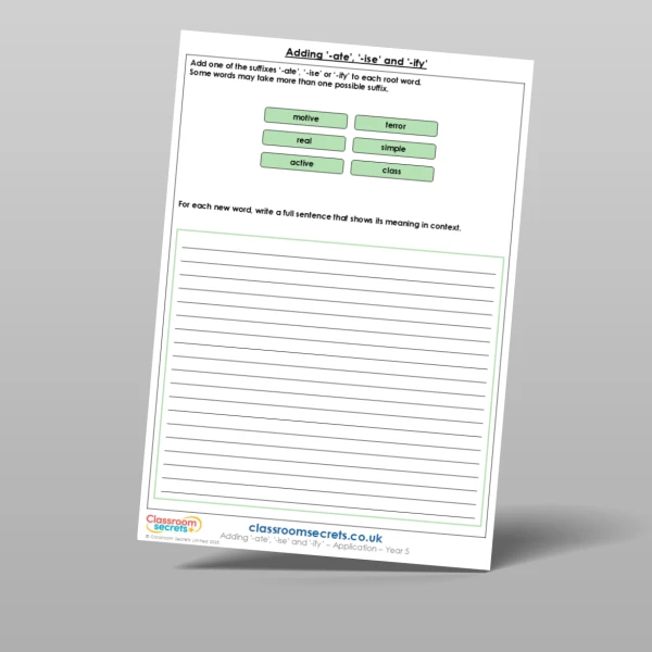 An image of the Adding '-ate', '-ise' and '-ify' Application Resource