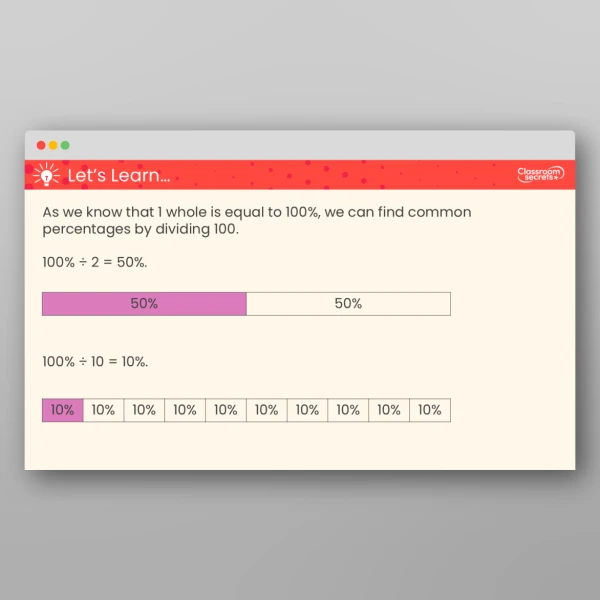 An image of the Understand Percentages Teaching PPT Resource
