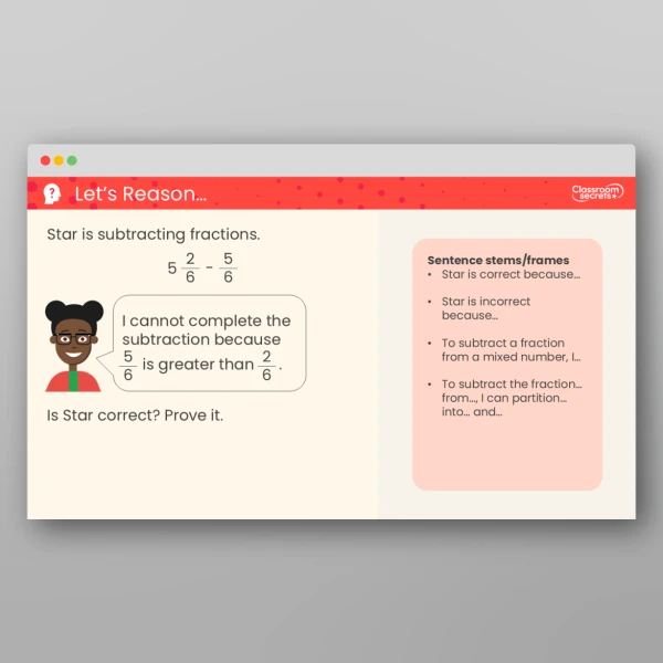 An image of the Subtract from Mixed Numbers Teaching PPT Resource