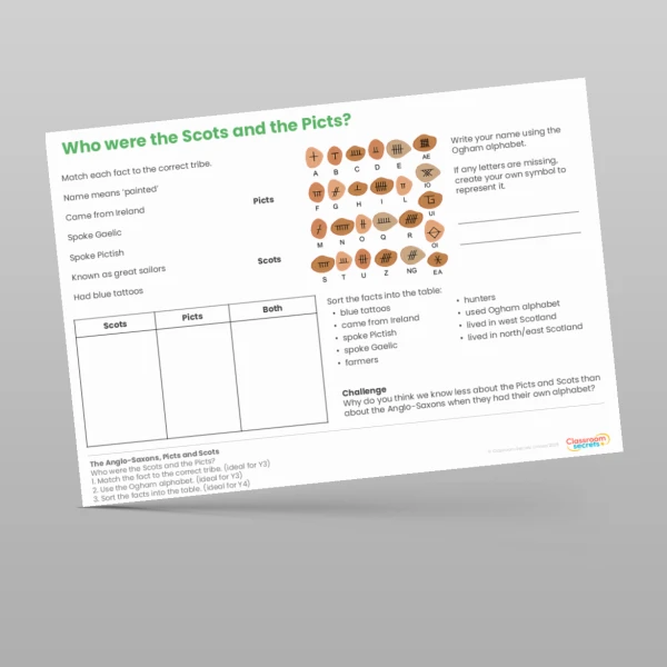 An image of the Lesson 1: Who Were the Scots and the Picts? Worksheet Resource