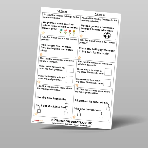 An image of the Full Stops Varied Fluency Resource