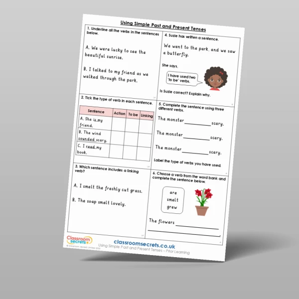 An image of the Using Simple Past and Present Tenses Prior Learning Resource