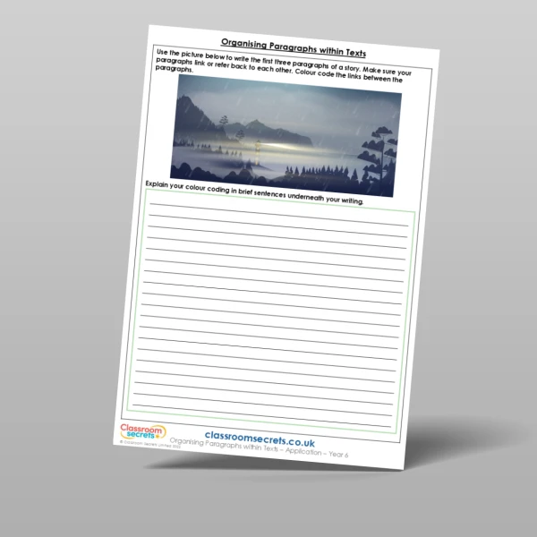 An image of the Organising Paragraphs within Texts Application Resource