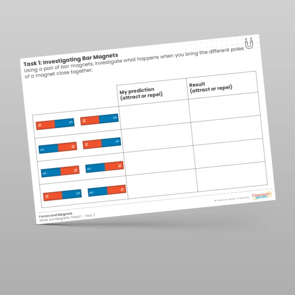 An image of the Lesson 4: Investigating Bar Magnets Worksheet Resource