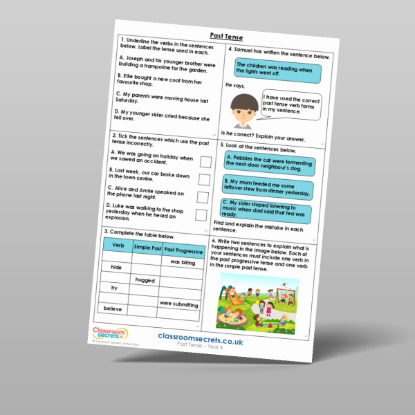 An image of the Past Tense Mixed Activity Resource