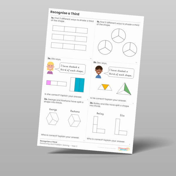 Year 2 Recognise A Third Reasoning And Problem Solving 2 Resource