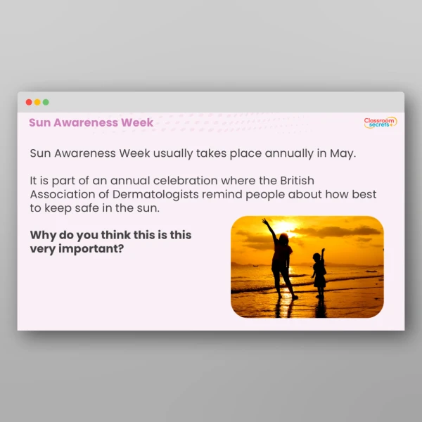 An image of the Sun Awareness Week Whole School Assembly PPT Resource