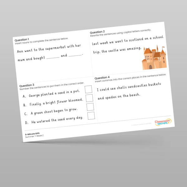 An image of the 5-Minute GPS Autumn 1 Week 6 Resource