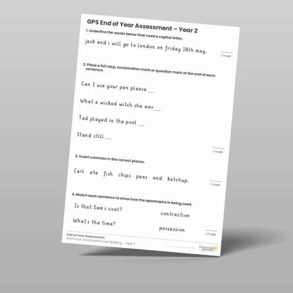 An image of the End of Year GPS Assessment Resource