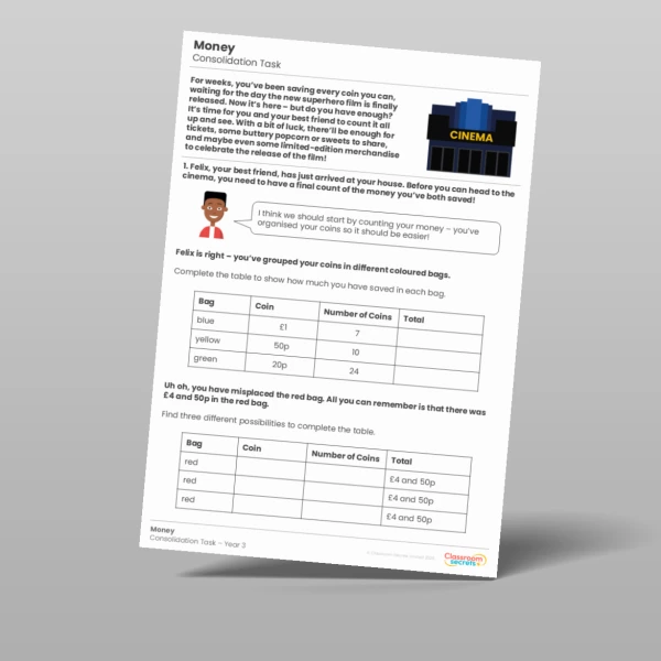 An image of the Money Consolidation Task Resource