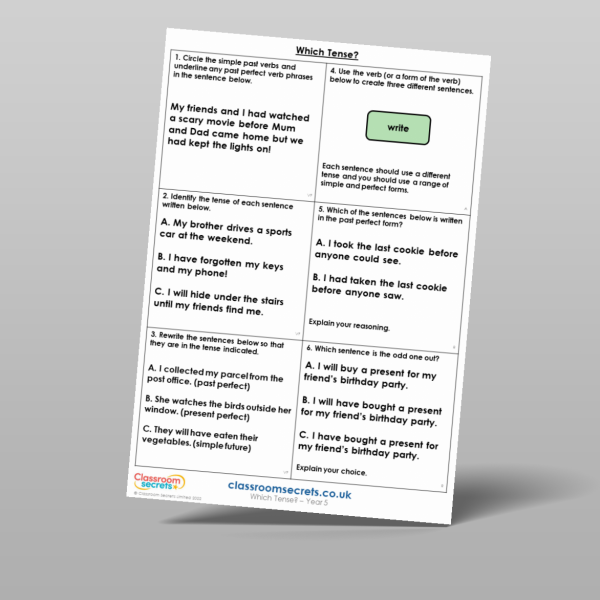Year 5 Which Tense Mixed Activity Resource | Classroom Secrets