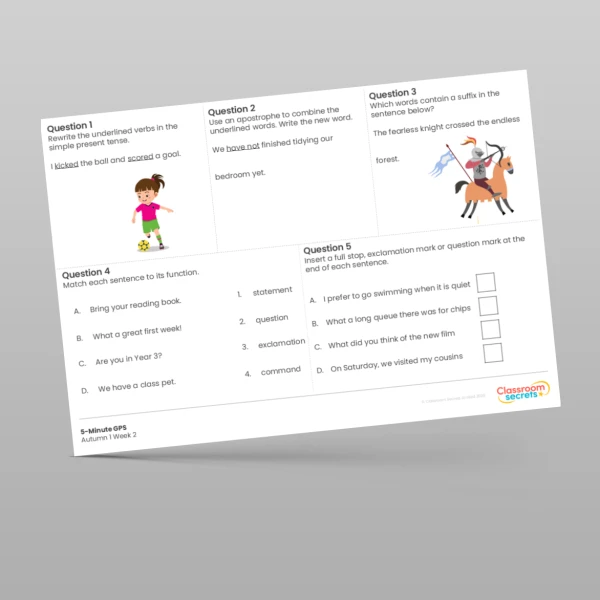 An image of the 5-Minute GPS Autumn 1 Week 2 Resource