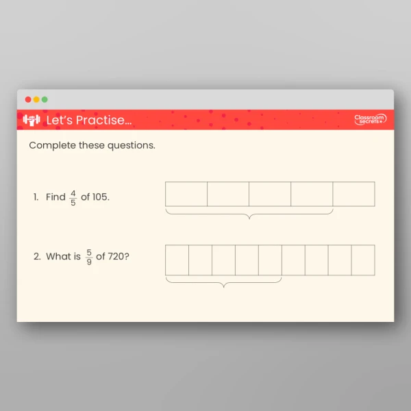 An image of the Fraction of an Amount Teaching PPT Resource