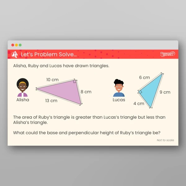 An image of the Area of a Right-Angled Triangle Teaching PPT Resource