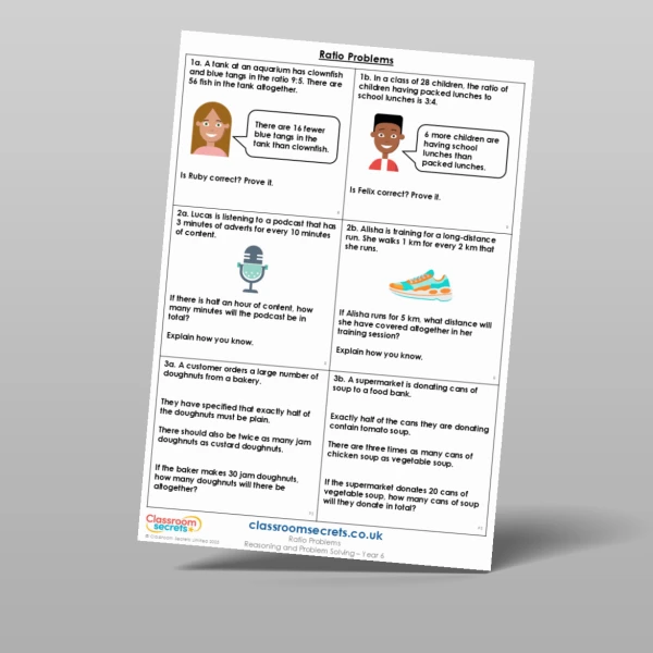 An image of the Ratio Problems Reasoning and Problem Solving Resource