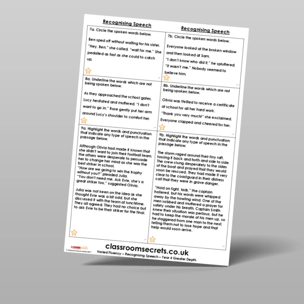 An image of the Free Recognising Speech Varied Fluency Resource