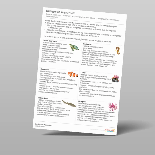 An image of the Design an Aquarium Activity Resource