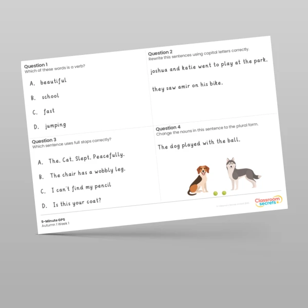 An image of the Free 5-Minute GPS Autumn 1 Week 1 Resource