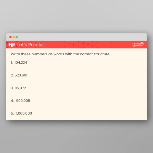 An image of the Read and Write Numbers to 1,000,000 Teaching PPT Resource