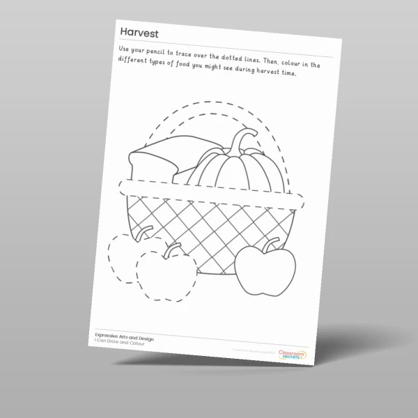 An image of the Harvest I Can Draw and Colour Resource