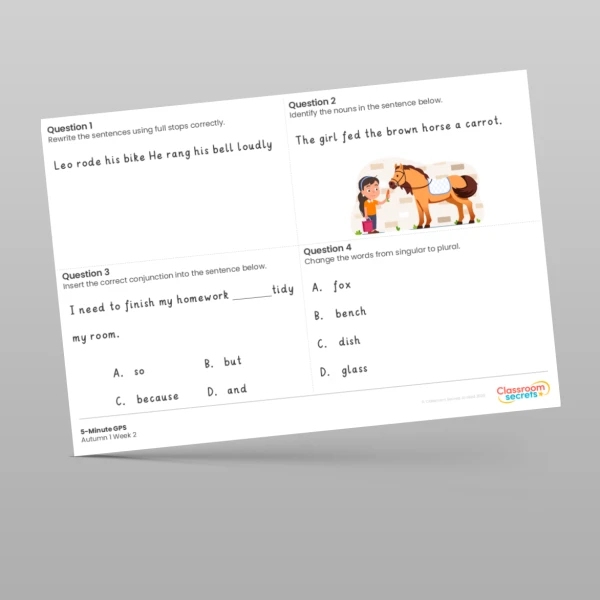 An image of the 5-Minute GPS Autumn 1 Week 2 Resource