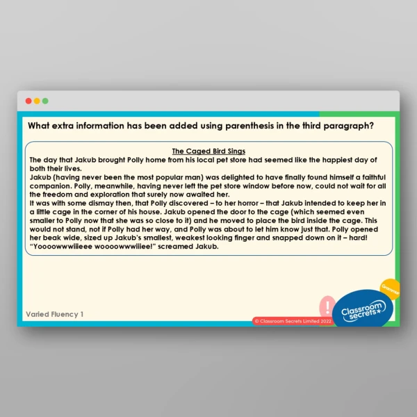 An image of the Parenthesis for Clarity Teaching PPT Resource